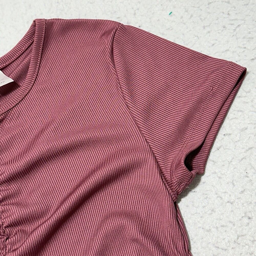 H&M Divided Womens Medium Pullover Purple Short Sleeve Ruched Mini Dress Stretch - Picture 5 of 12